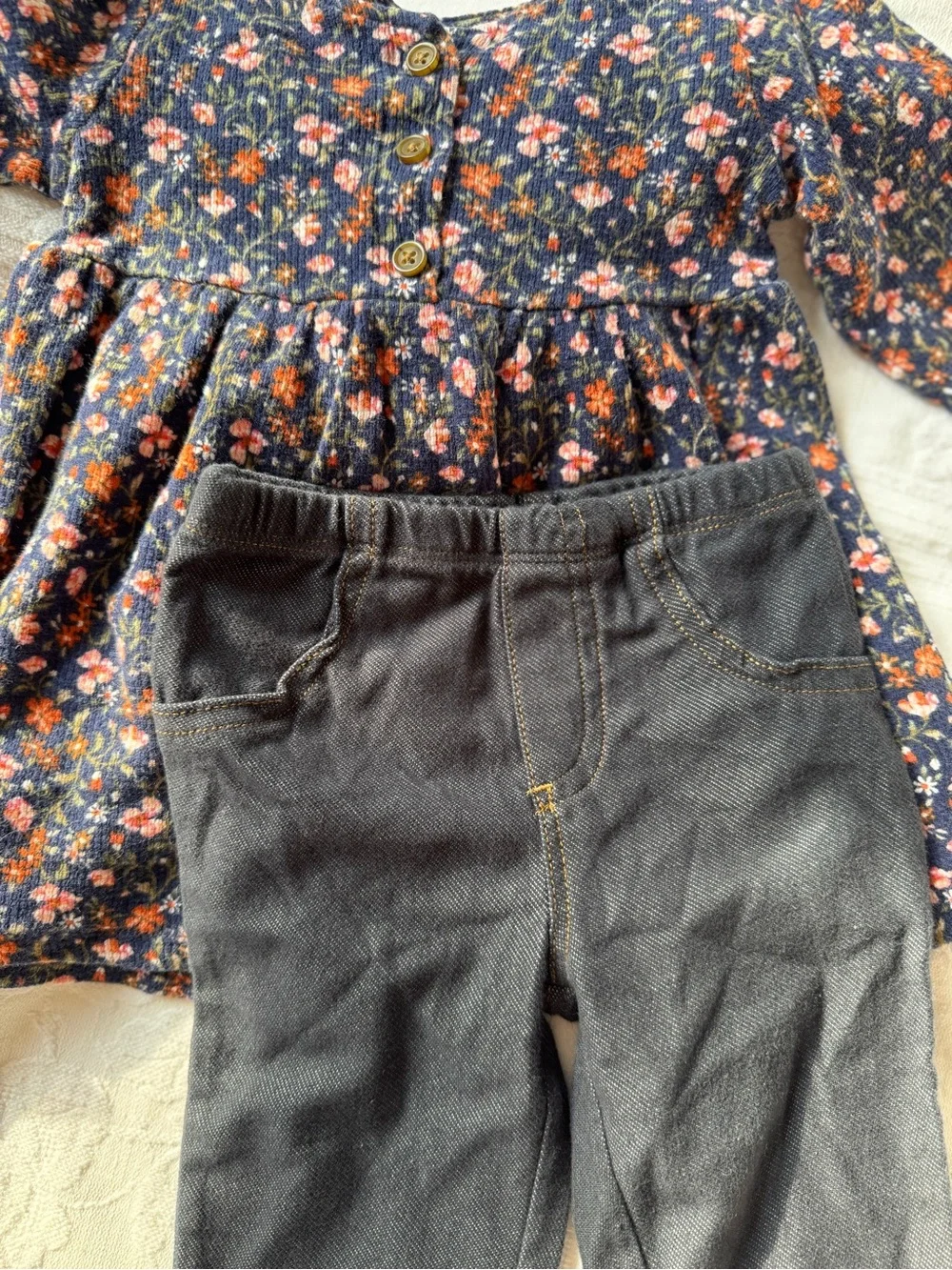 Carter's Old Navy Corduroy Dress with Jean leggings 6-12 mo girl set